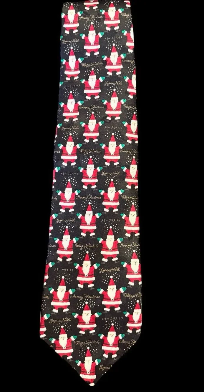 Holiday Traditions 100% Silk Necktie Santa Claus Merry Christmas